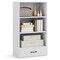 Costway 4-Tier Bookcase 48'' Display Bookshelf Storage Organizer with Shelves & Drawer Grey/White/Natural